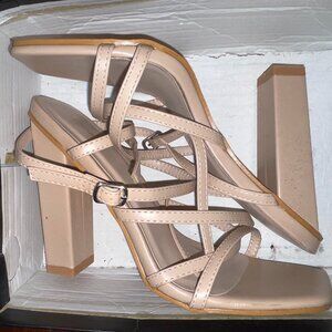 PLT Beige Strappy Heels Size 6
